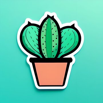 Cactus Sticker, made with generative AI