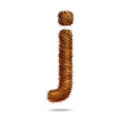 Small alphabet letter j design with brown fur texture