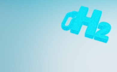 Hydrogen H2 the clean ecological fuel of the future. Concept on a blue background. 3d rendered