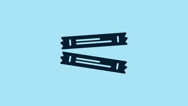 Blue Sugar stick packets icon isolated on blue background. Blank individual package for bulk food products as coffee, salt, spices. 4K Video motion graphic animation