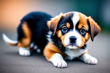 Cute puppy on blushed background AI