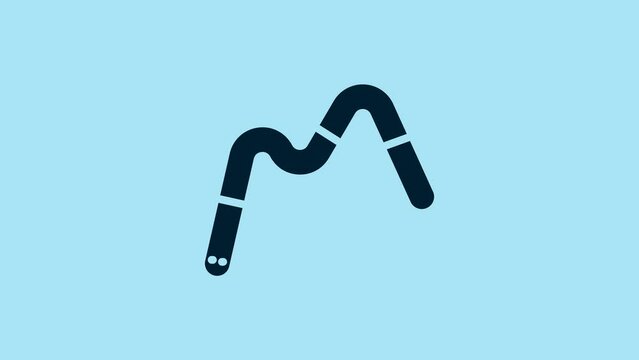 Blue Jelly worms candy icon isolated on blue background. 4K Video motion graphic animation