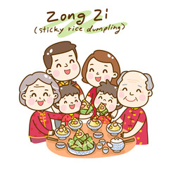 Obraz na płótnie Canvas Cartoon zongzi sticky rice dumpling.