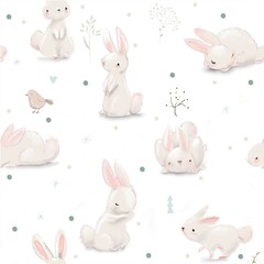 seamless pattern with rabbits