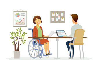 Business interview - cartoon people character illustration