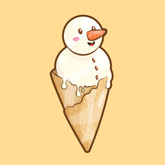 Snowman Ice Cream Illustration Vector