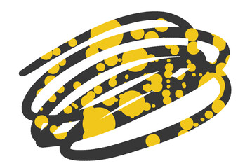 Graphic element for web design template. Gray spiral with yellow spots. PNG pattern. Set of gray-yellow elements.