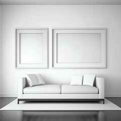 Two Display Frame, Mockup, Showcase, Blank Frame, Living room