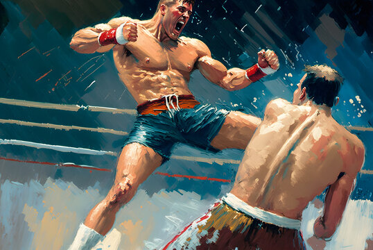 epic fight oil painting