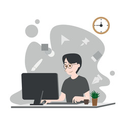 Man working as an illustrator