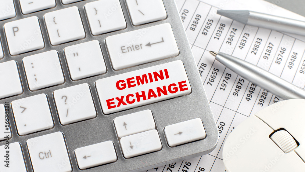 Poster gemini exchange text on a keyboard wirh chart and pencil