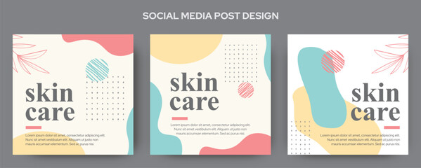 Skin care post design Beauty and Spa Salon social media banner template design collection. Acne care post, scar care social media post, banner, and web banner design