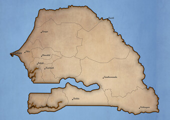 Senegal vintage map