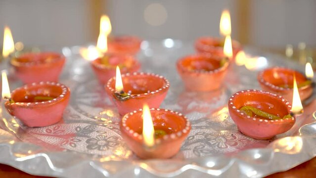 Burning diye for Diwali festival