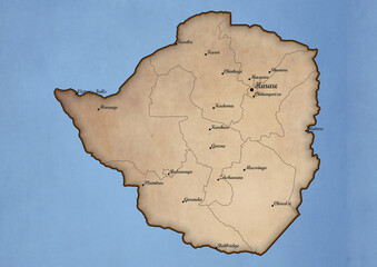 Zimbabwe vintage map