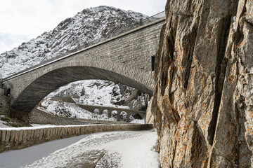 Teufelsbrücke in der Schöllenenschlucht, bei Andermatt, Kanton Uri, Schweiz