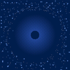 Dots, spiral circles, swirls, spinning blue background