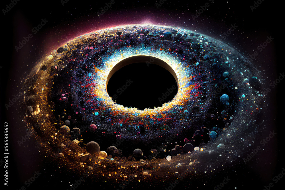 Wall mural psychedelic cosmic galaxy black hole - by generative ai