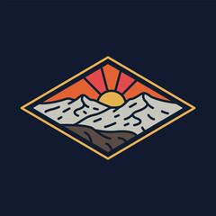 Mountains and sunrise graphic illustration vector art t-shirt design