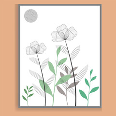 Botanical wall art vector. Earth-tone boho foliage line art drawing with abstract shapes. Abstract Plant Art design for print, cover, wallpaper, and Minimal and natural wall art.