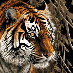 tiger on a black background - Generative AI
