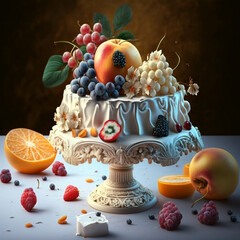 Cake decoration using fruits - Generative AI
