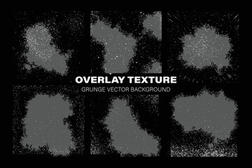 Set of overlay grunge vector background with dust and scratched textured effect.