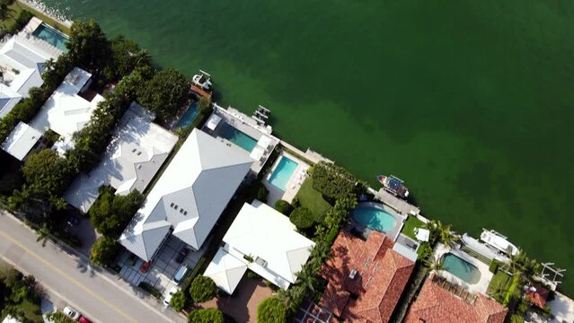 Waterfront Houses in Miami Beach, Biscayne bay, drone footage, luxury buildings, top 