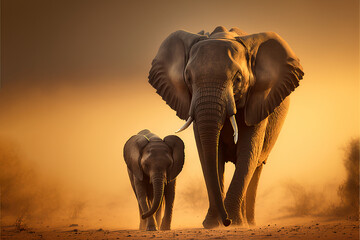Fototapeta na wymiar Elefant mit Baby
