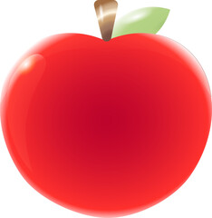Red apple isolated on transparent background.