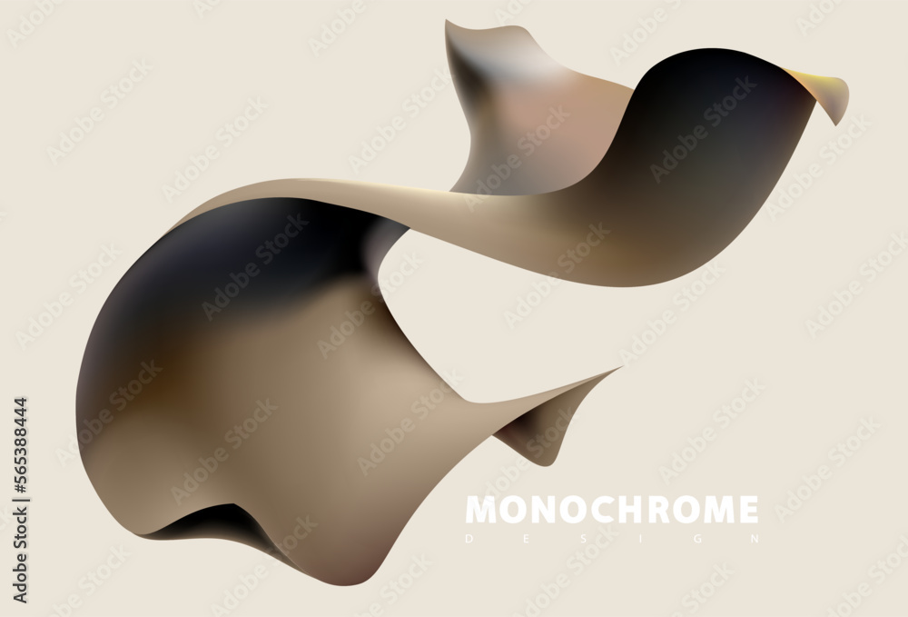 Wall mural Art abstract liquid shape. Monochrome fluid design elements on white background.