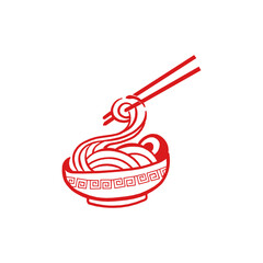 noodle food logo with bowl and chopsticks