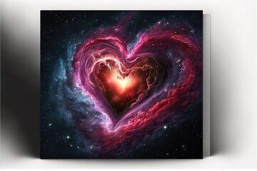 Valentine's Day galaxy nebula space heart card, romantic, February. Generative AI