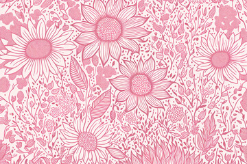 Fototapeta na wymiar Pink flowers on white background. Seamless valentine background wallpaper pattern with room for style and text.