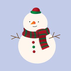 Cute snowman wearing scarf and beanie.
