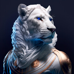 Obraz na płótnie Canvas Royal White Lion, Generative AI