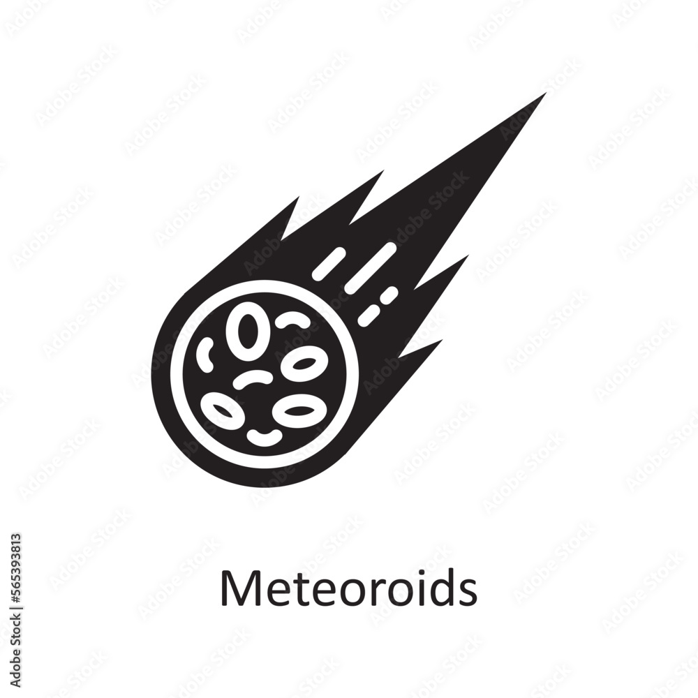 Poster meteoroids vector solid icon design illustration. space symbol on white background eps 10 file