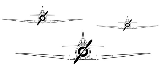 Simple illustration of WWII Harvard Aircraft. Line art, clipart, graphic, icon, object, shape, symbol, etc. PNG with transparent background. Design elements for websites and other graphics. - obrazy, fototapety, plakaty