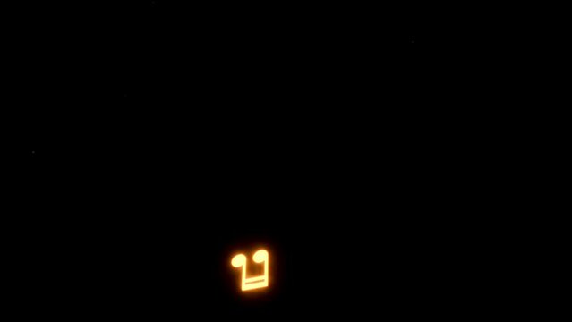 Animation orange musical notes isolate on black screen.