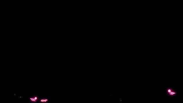 Animation pink musical notes isolate on black screen.