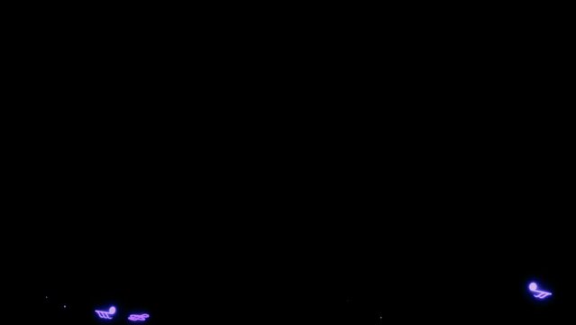 Animation purple musical notes isolate on black screen.