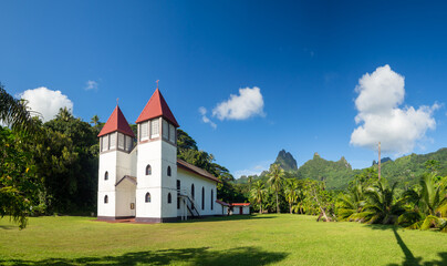 Fototapeta na wymiar Tahiti island, French Polynesia - Christian colonial church