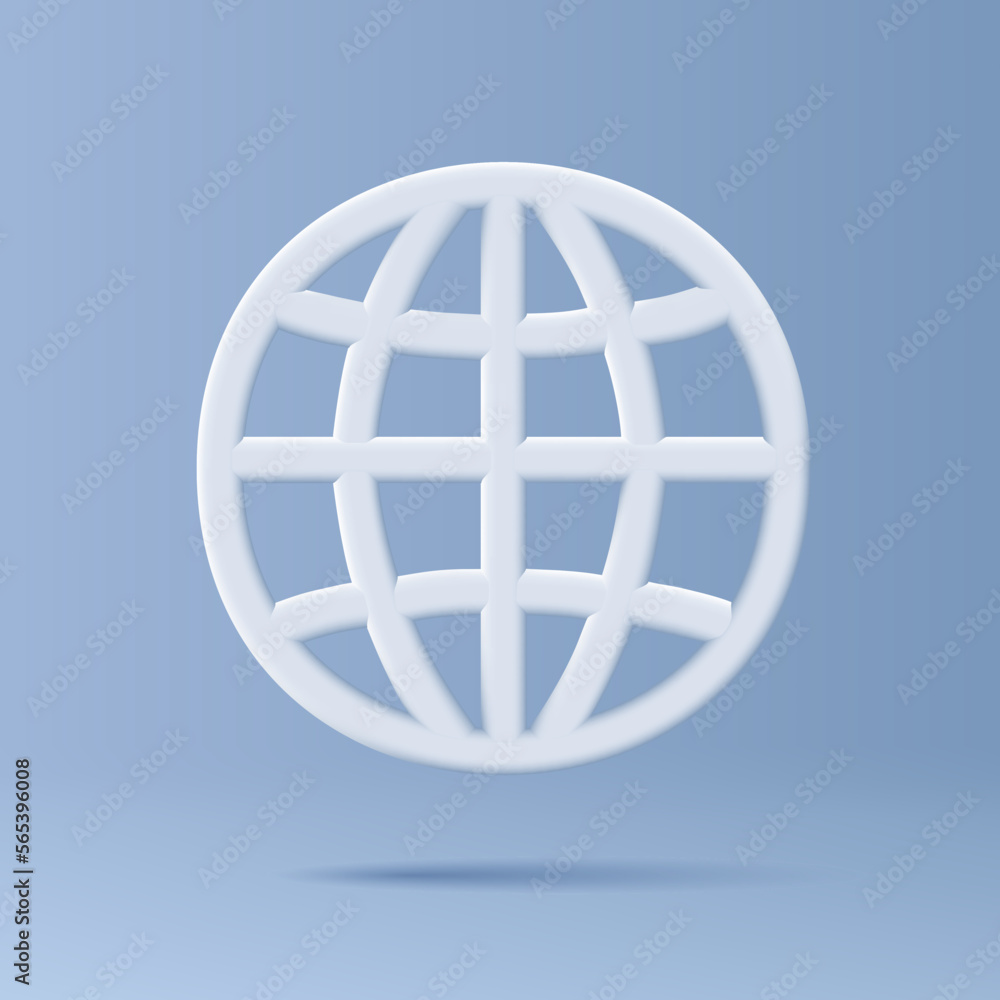 Poster web network icon, 3d volum white linear shape with shadow