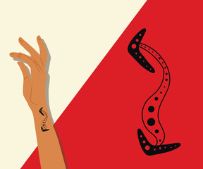 Aboriginal tattoo design illustration for hand