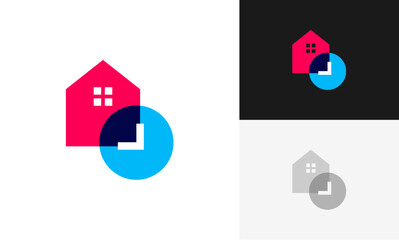 time house, home time logo icon design vector