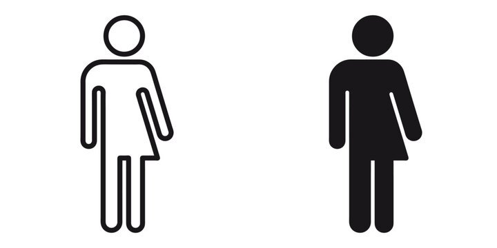 ofvs312 OutlineFilledVectorSign ofvs - gender neutral restroom vector icon . toilet unisex . woman man sign . isolated transparent . black outline and filled version . AI 10 / EPS 10 / PNG . g11652