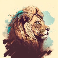 lion on white background color illustration