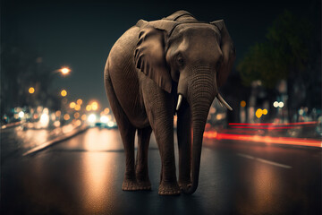 Fototapeta na wymiar Ein Elefant auf der Straße