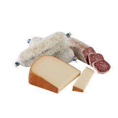 Cheese Salami with cut out isolated on background transparent