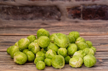 Macro shots of fresh Brussels sprouts. brussels sprouts background. Close-up of raw, fresh and whole brussels sprouts